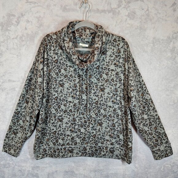 Maurices XL Leopard Print Cowl Neck Pullover Sweater Gray animal print soft warm - Picture 1 of 11